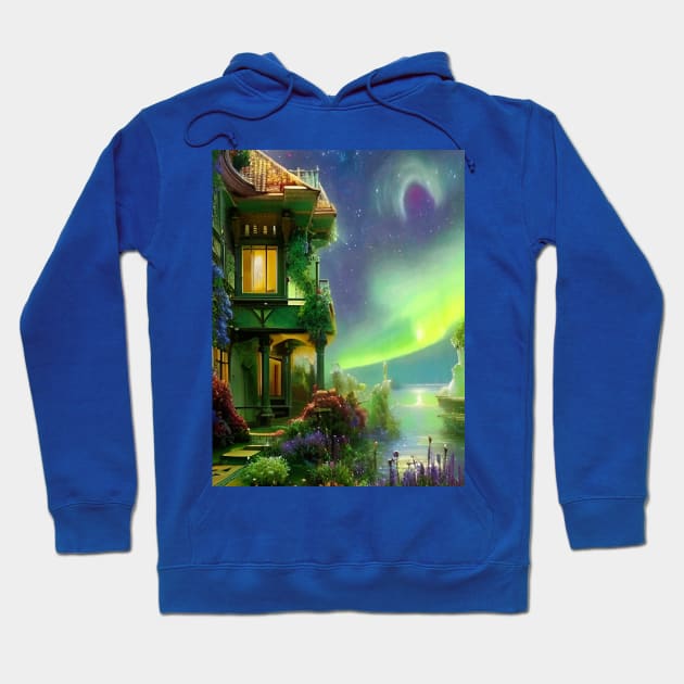 House by the Lake in the Galaxy Hoodie by ArtStudioMoesker